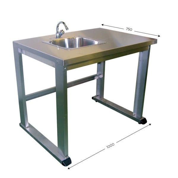QUALIPOST 3500C INOX l 1000 x P 750 x H 900 mm châssis avec évier sans fond arri