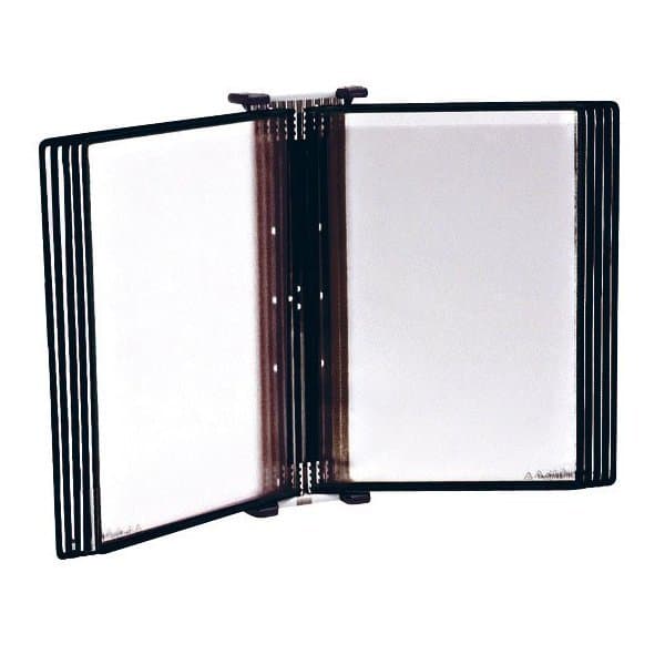 DOCAFLEX MURAL INOX 10 poches antistatiques A4 noir a pivots avec 4 butées