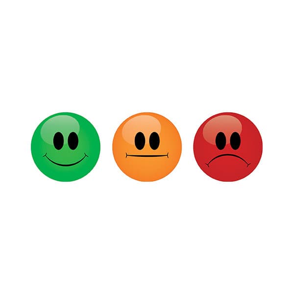 Lot de 18 smileys magnétique vert/orange/rouge Ø 25 mm