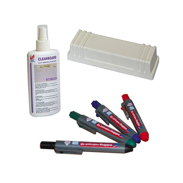 Kit de management visuel - 4 feutres, 1 brosse et 1 nettoyant