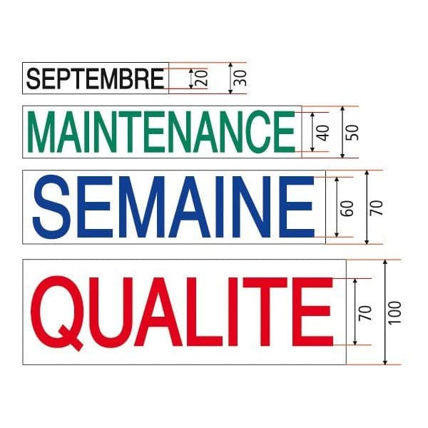 Titre magnétique fond coloré avec texte au choix H titre 50 mm H texte 40 mm fon