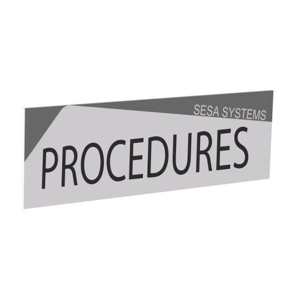 "Bandeau design ""PROCÉDURES"" l 600 x H 170 mm avec etrier de fixation (Françai