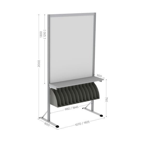 MOD'SELF l 1070 mm email 800° avec etagère et coffrets classeurs
