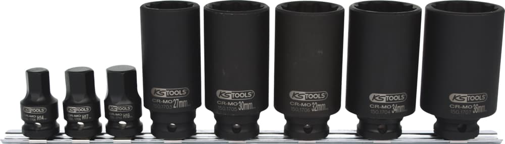 Assortiment de douilles à chocs 6 et 12 pans - spécial cardan