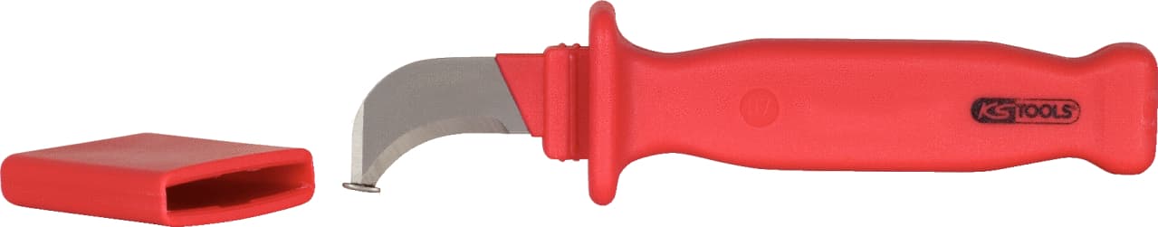 Couteau à dénuder les câbles, lame courbée, isolé, L.200 mm