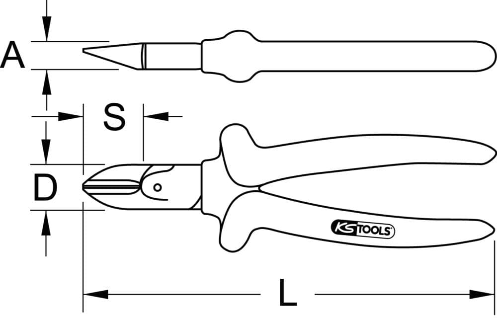 Pince coupante isolée, L.180 mm