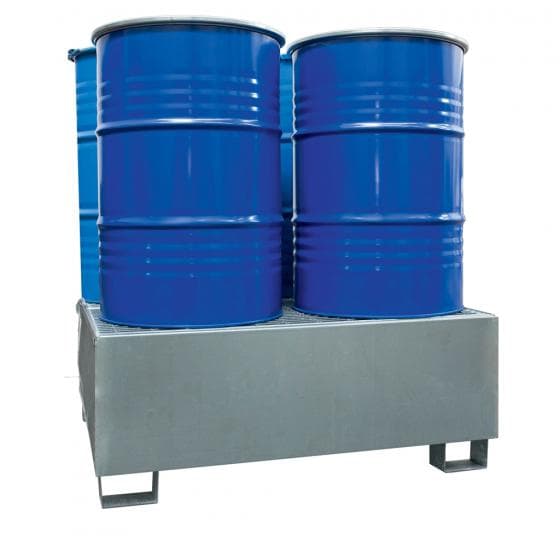 Rétention de 440 litres, pour le stockage de 4 fûts 220 l debouts, caillebotis a