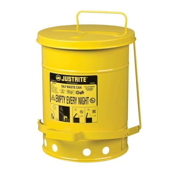 Récipient pour déchets souillés et produits inflammables.