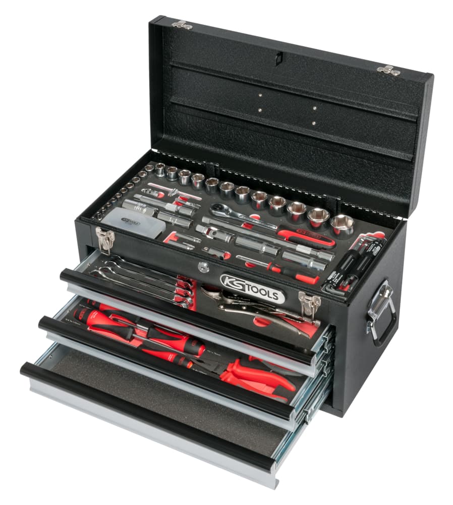Coffre à outils ULTIMATE équipé - 3 tiroirs et plateau - 114 pcs