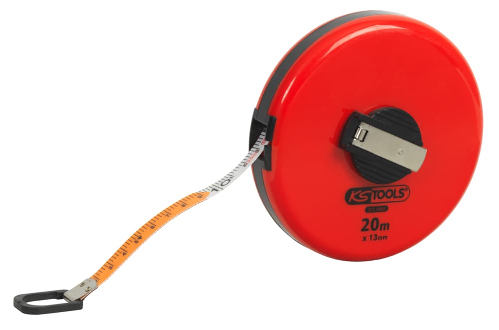 Mesure roulante boîtier rond et ruban fibre de verre, 20 m