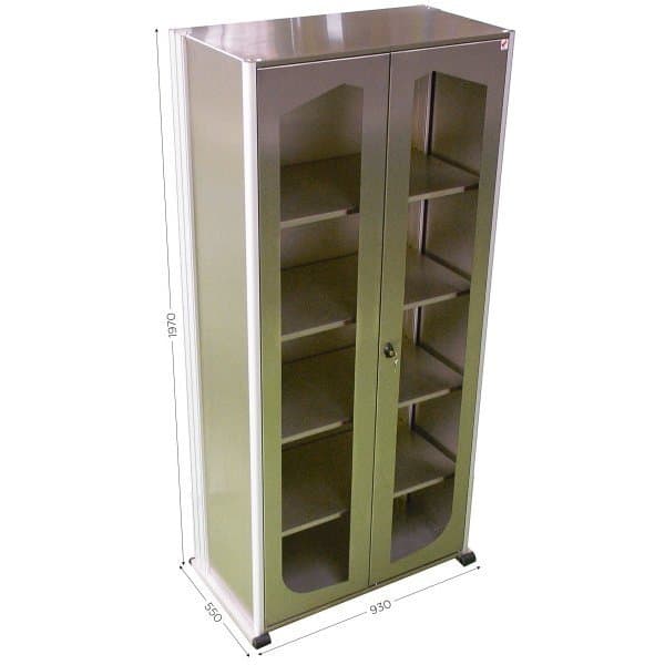 ARMOIRE VISUELLE 5S INOX B l 930 x P 550 x H 1970 mm version 4 étagères
