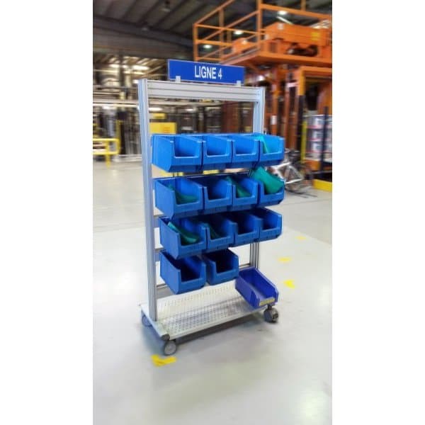 LEANPOST 900C porte bacs à bec l 1000 x P 560 x H 1600 mm de 6 niveaux sur roule