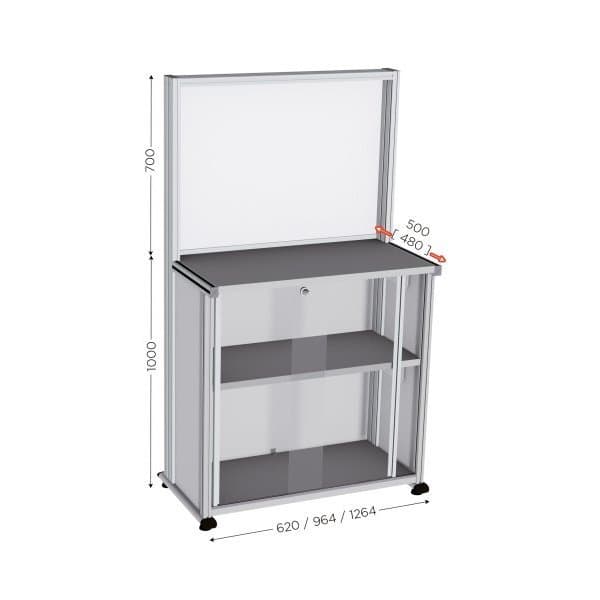 QUALIPOST 600D l 964 x P 500 x H 1700 mm avec rangement inférieur