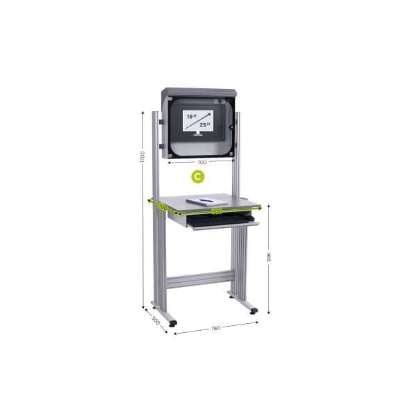 MOBIPOST 600C l 764 x P 500 x H 1700 mm sur pieds avec coffret de protection écr