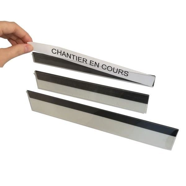 Lot de 5 PORTE-ETIQUETTES PVC magnétique L 300 x H 60 mm libellé interchangeable