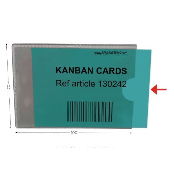 Lot de 10 CARTES KANBAN transparente L 100 x H 70 mm Ep. 1 mm
