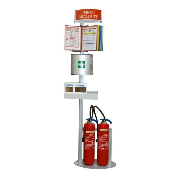 BORNE SECURITE Extincteur avec 1 docaflex 10 poches a4 et 1 bandeau bombé H 2143