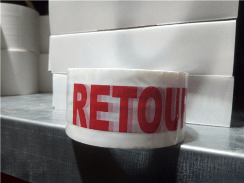 ROULEAUX P.P IMPRIME 1C 050-050 FOND BLANC RETOUR FOURNISSEUR