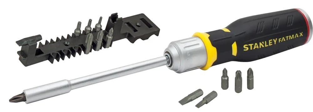 "TOURNEVIS PORTE-EMBOUTS A CLIQUET + 12 EMBOUTS
FENTE: 4-5,5-6MM / PH1- PH2 - PH