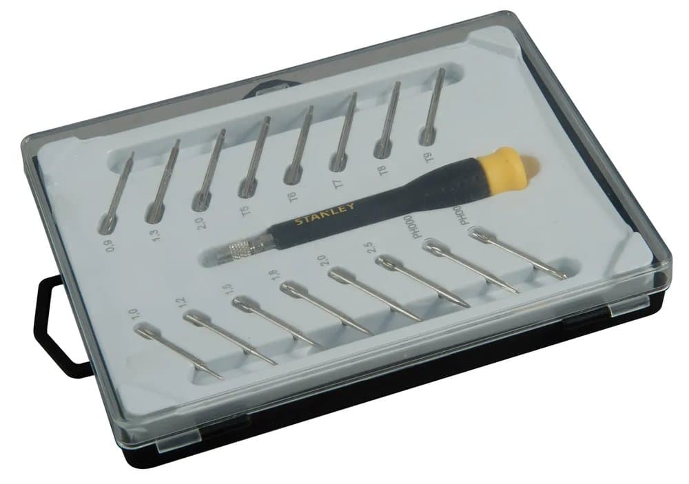 "MICRO TOURNEVIS MULTILAMES
FENTE + PHILLIPS + HEXAGONAL + TORX - JEU DE 16 PC