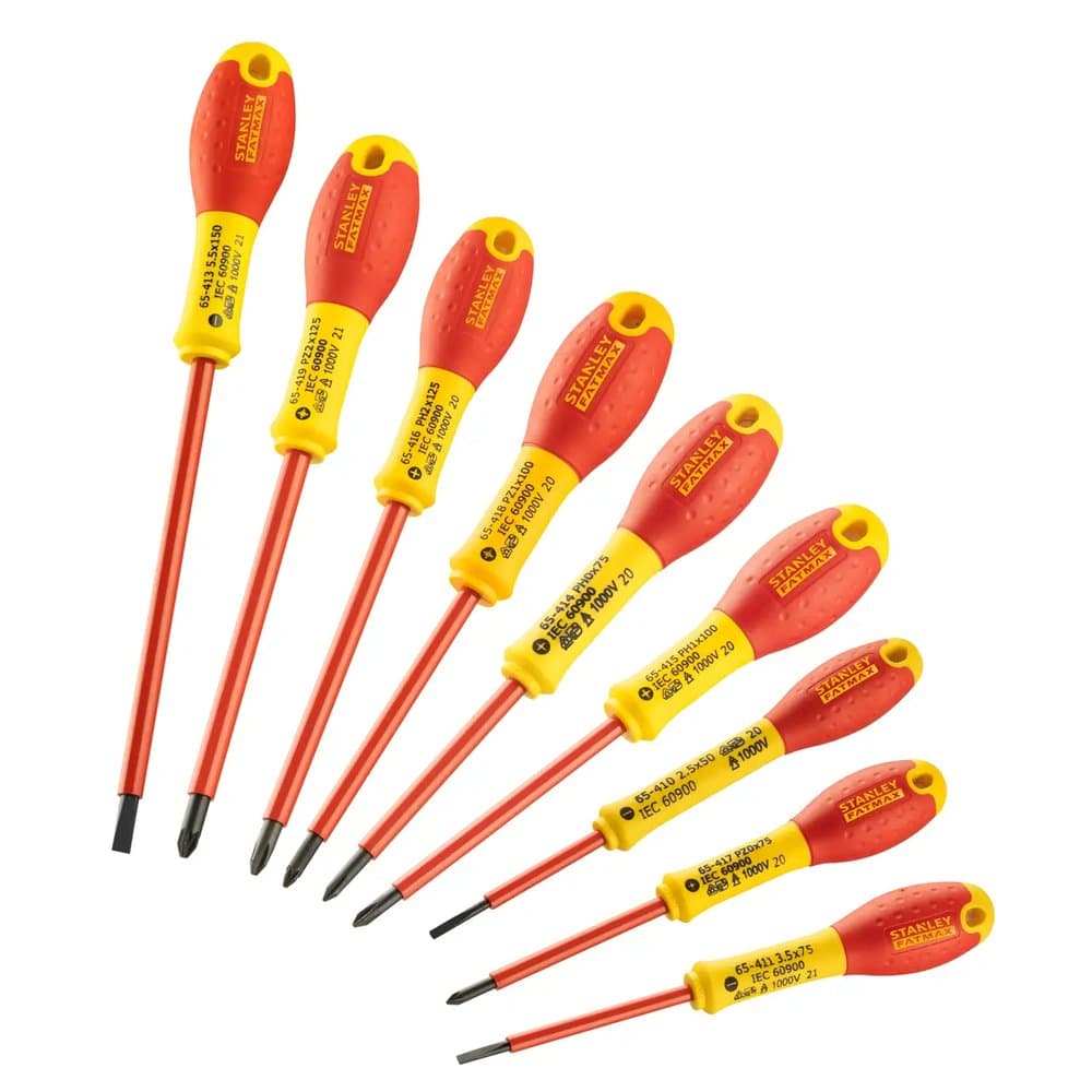TOURNEVIS ISOLES 1000V ELECTRICIEN + PHILLIPS + POZI + TESTEUR - JEU DE 10PCS FA