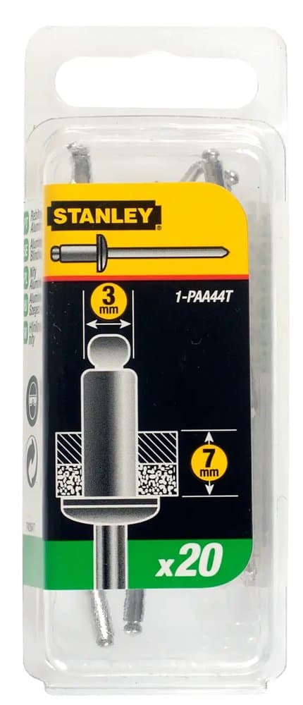 RIVET ALUMINIUM 3MM X 6,35 - BOITE DE 20PCS