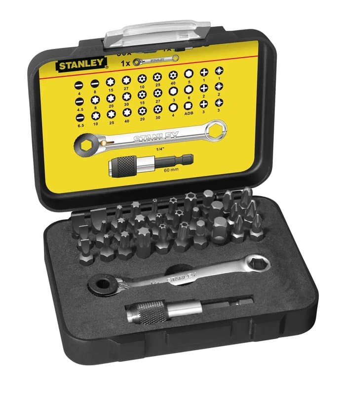 "COFFRET D'EMBOUTS DE VISSAGE 1/4"" 25MM + MINI-CLIQUET - JEU DE 32PCS - GAMME P