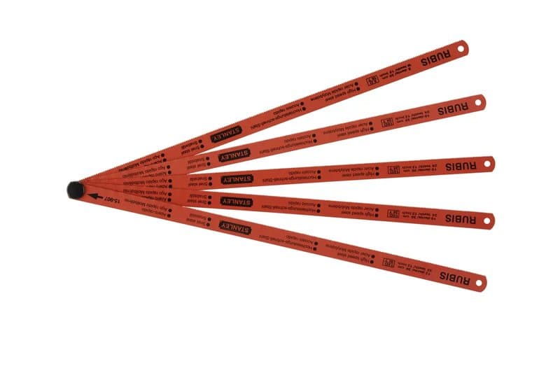 LAME DE SCIE A METAUX - CARTE 5 LAMES RUBIS HSS MOLY 8-10-12 DENTS